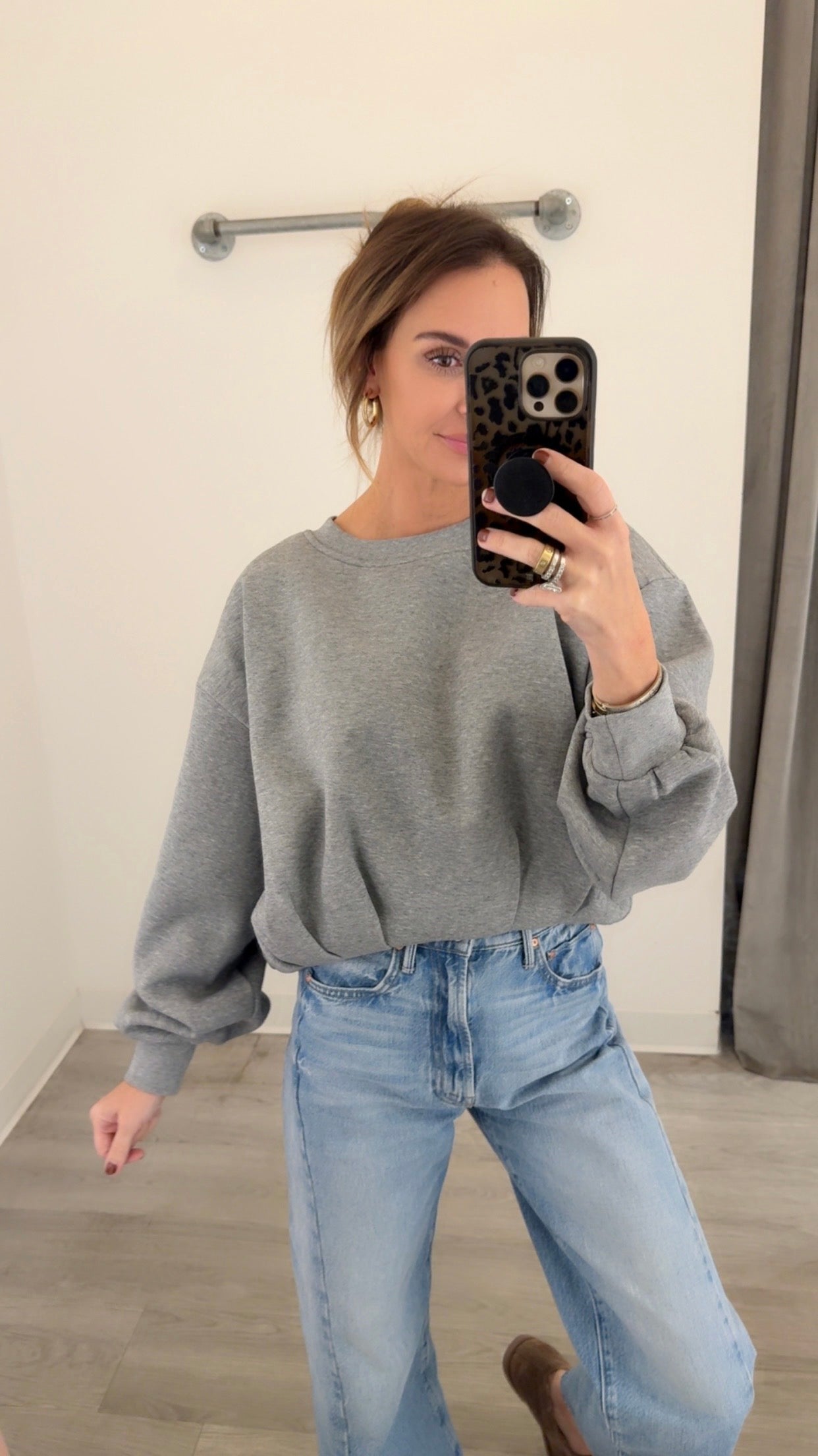 Grey Bubble Hem Sweatshirt