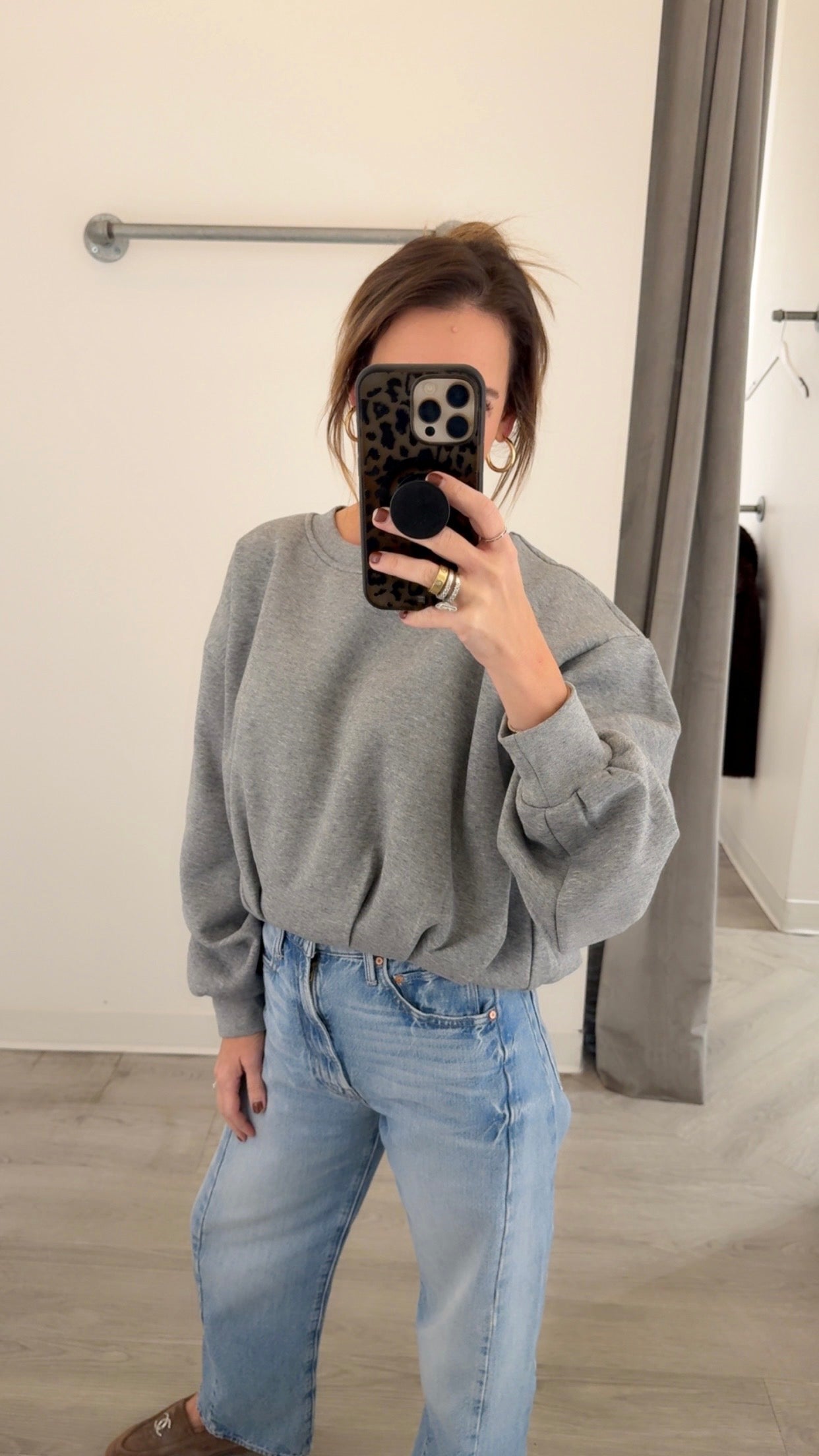 Grey Bubble Hem Sweatshirt