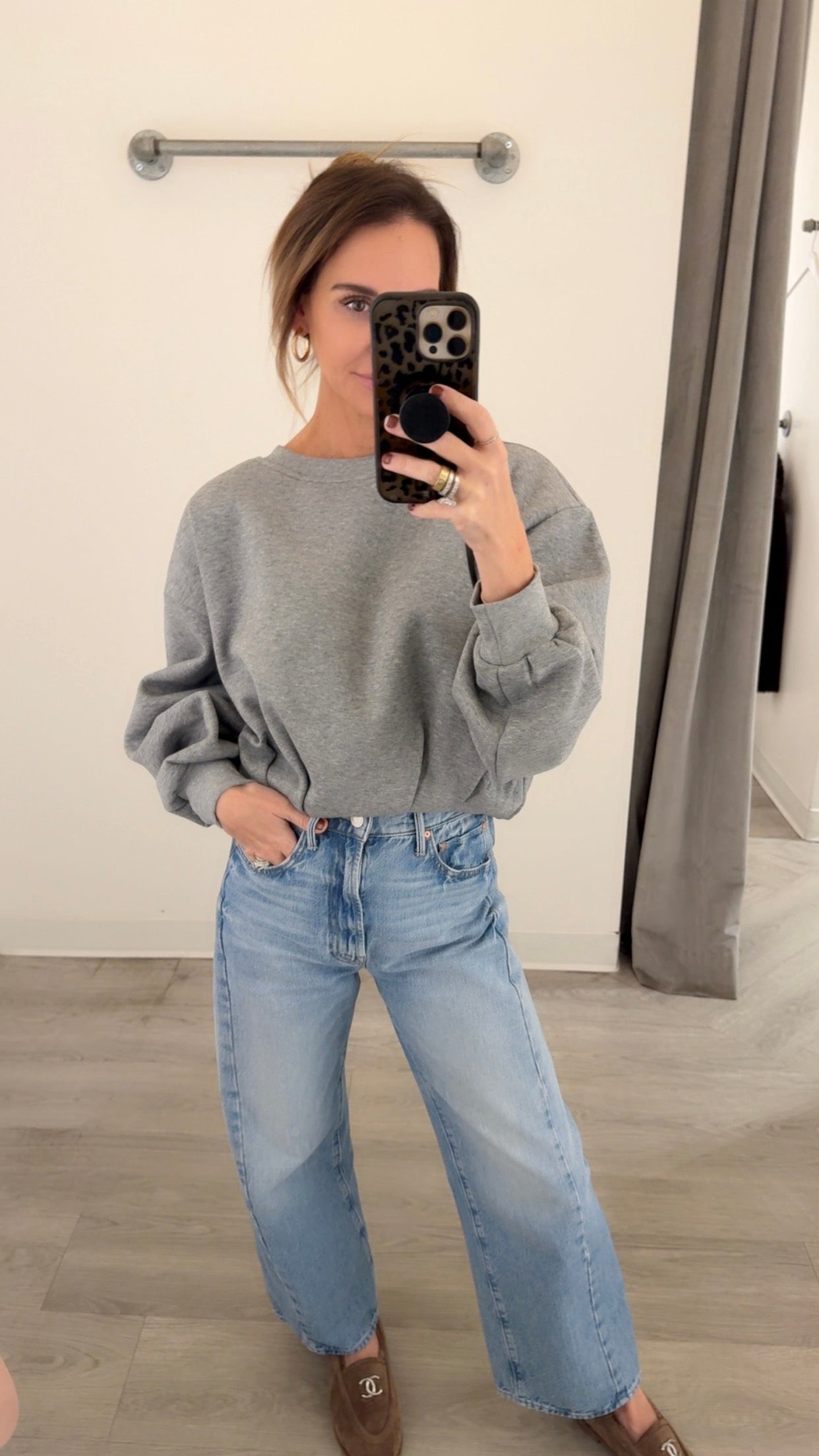 Grey Bubble Hem Sweatshirt