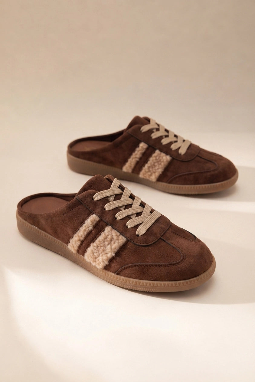 Brown Suede Sneaker Mules