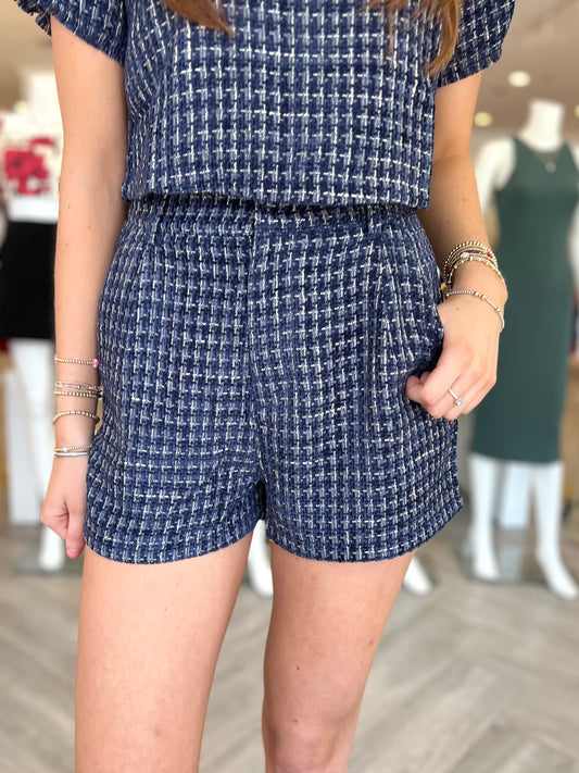 High Waisted Tweed Short