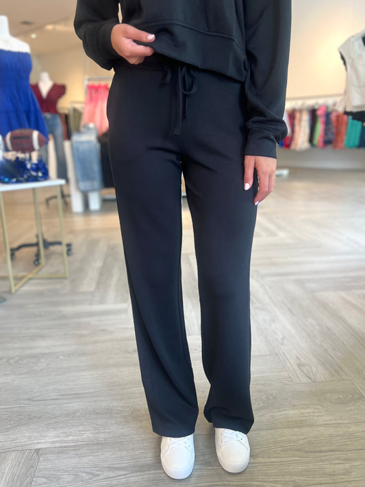 Black Waist Tie High Rise Pant