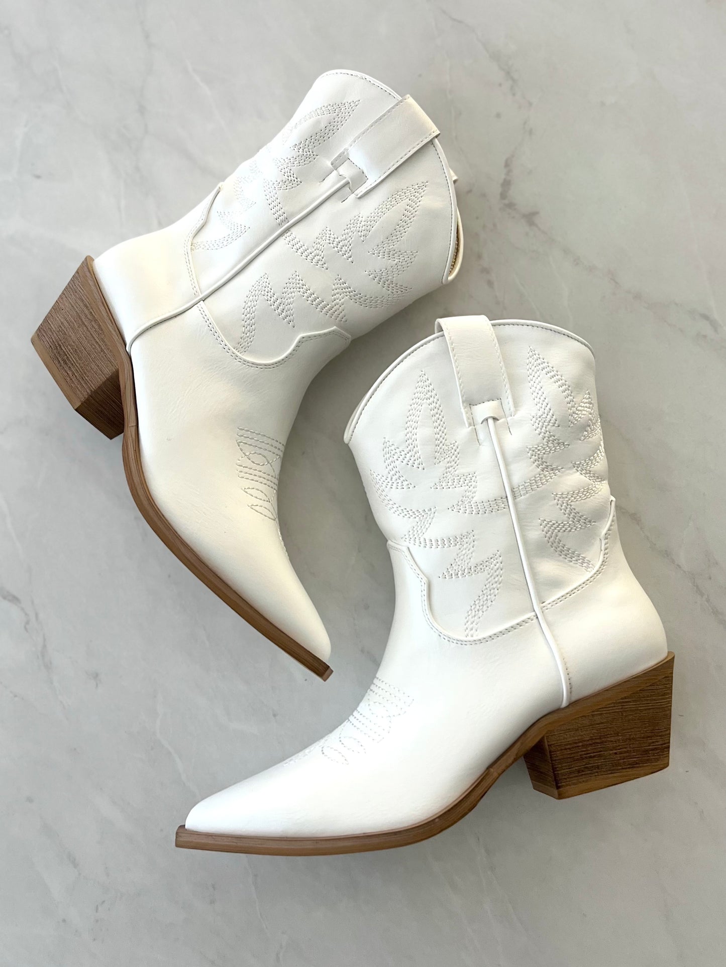 White Western Luxe Heeled Bootie