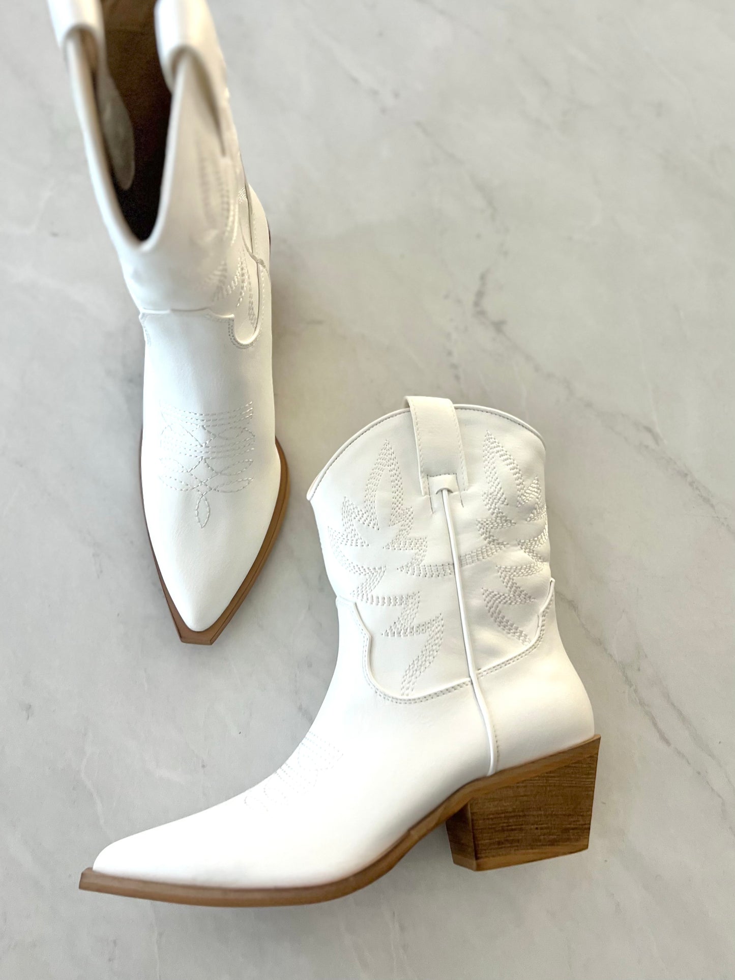 White Western Luxe Heeled Bootie