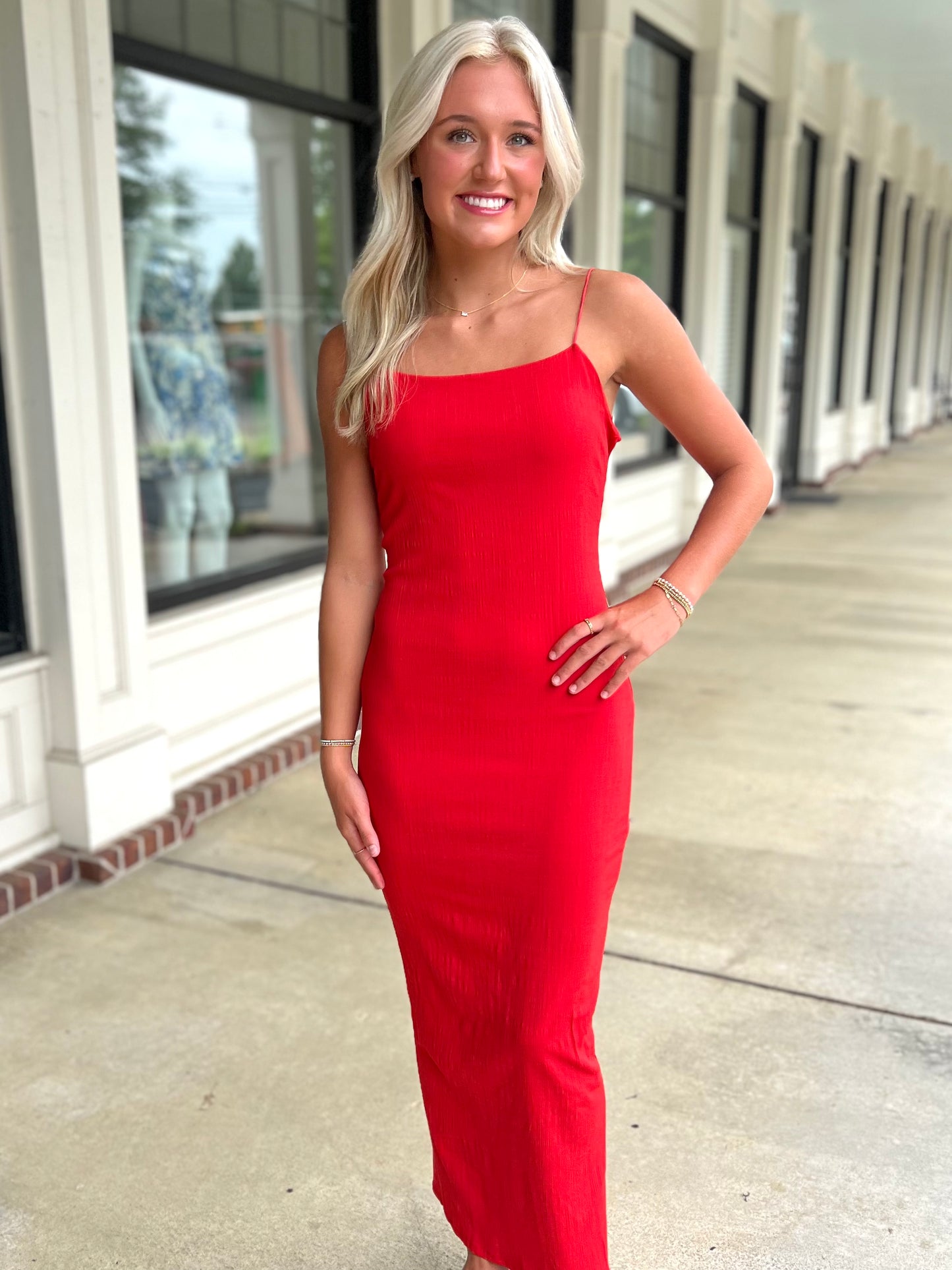 Red Sleeveless Linen Maxi