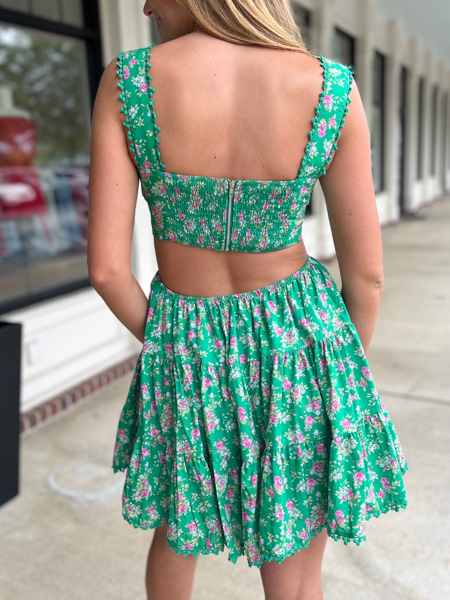 Green Ditzy Floral Tiered Mini