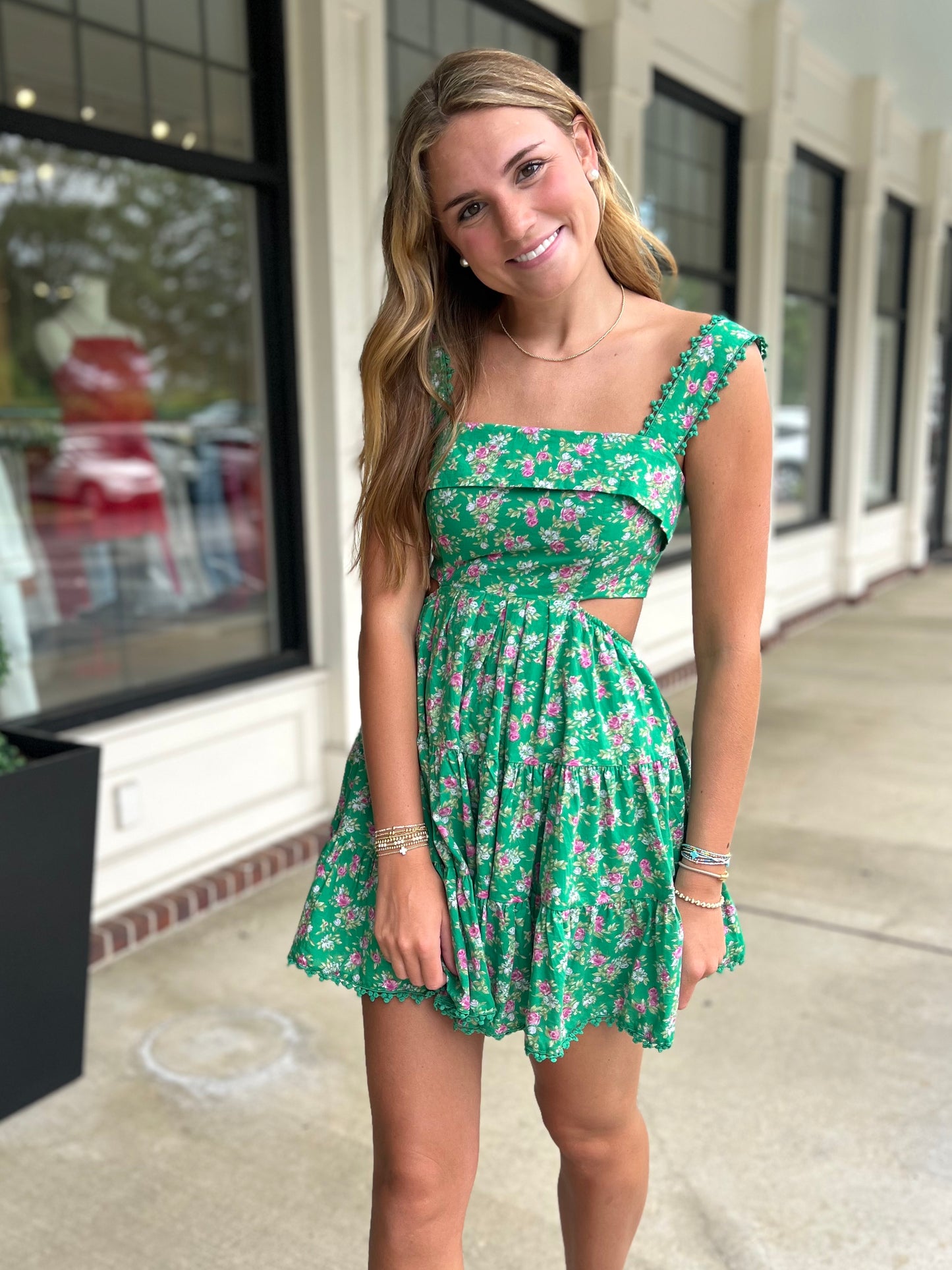 Green Ditzy Floral Tiered Mini