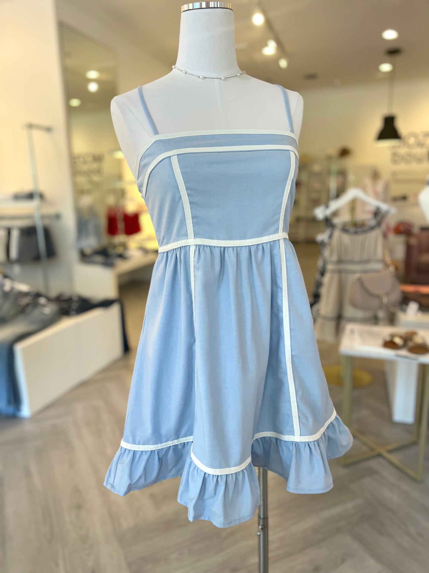 Sky Blue Ruffle Mini Dress