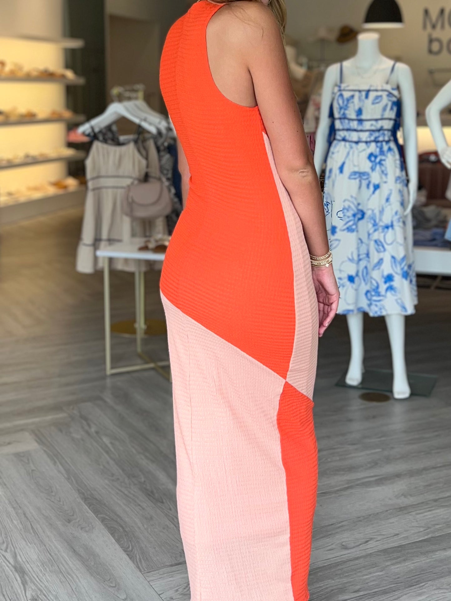 Coral/Apricot Maxi Dress