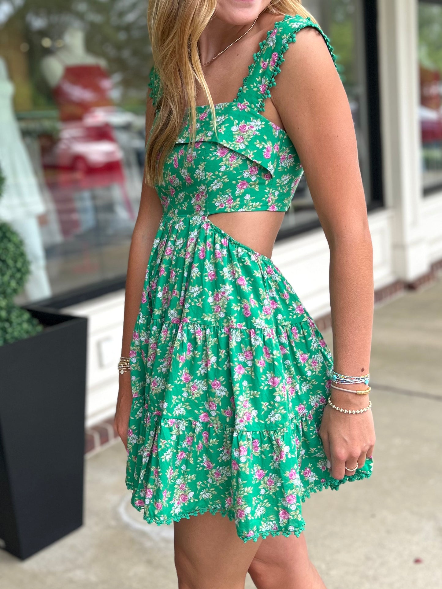 Green Ditzy Floral Tiered Mini