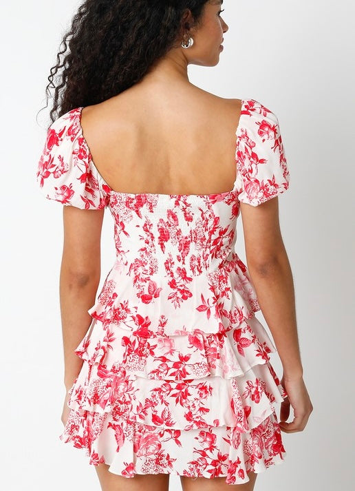 For the Girls Cream Red Dress