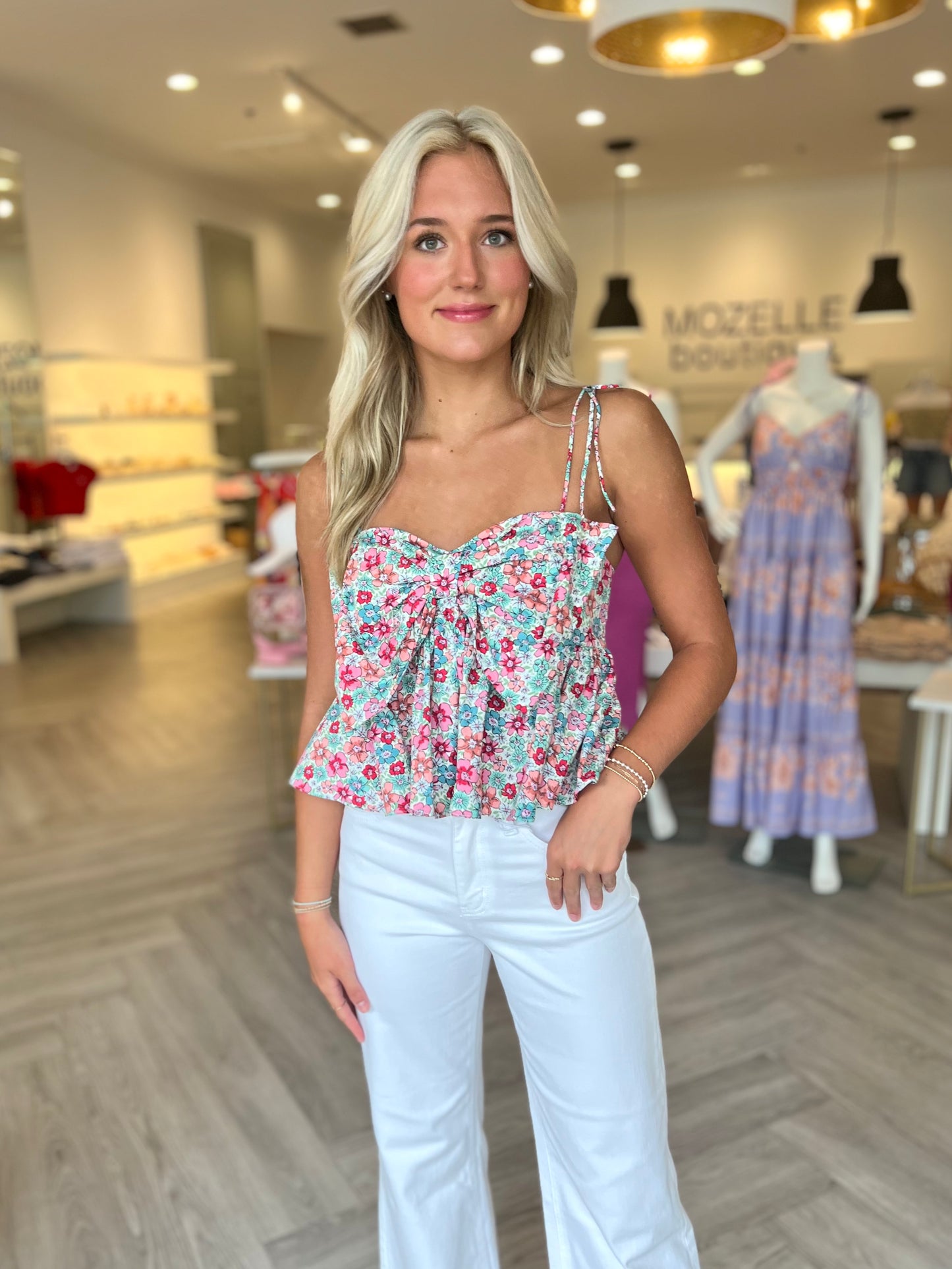 Multi Floral Bow Front  Top