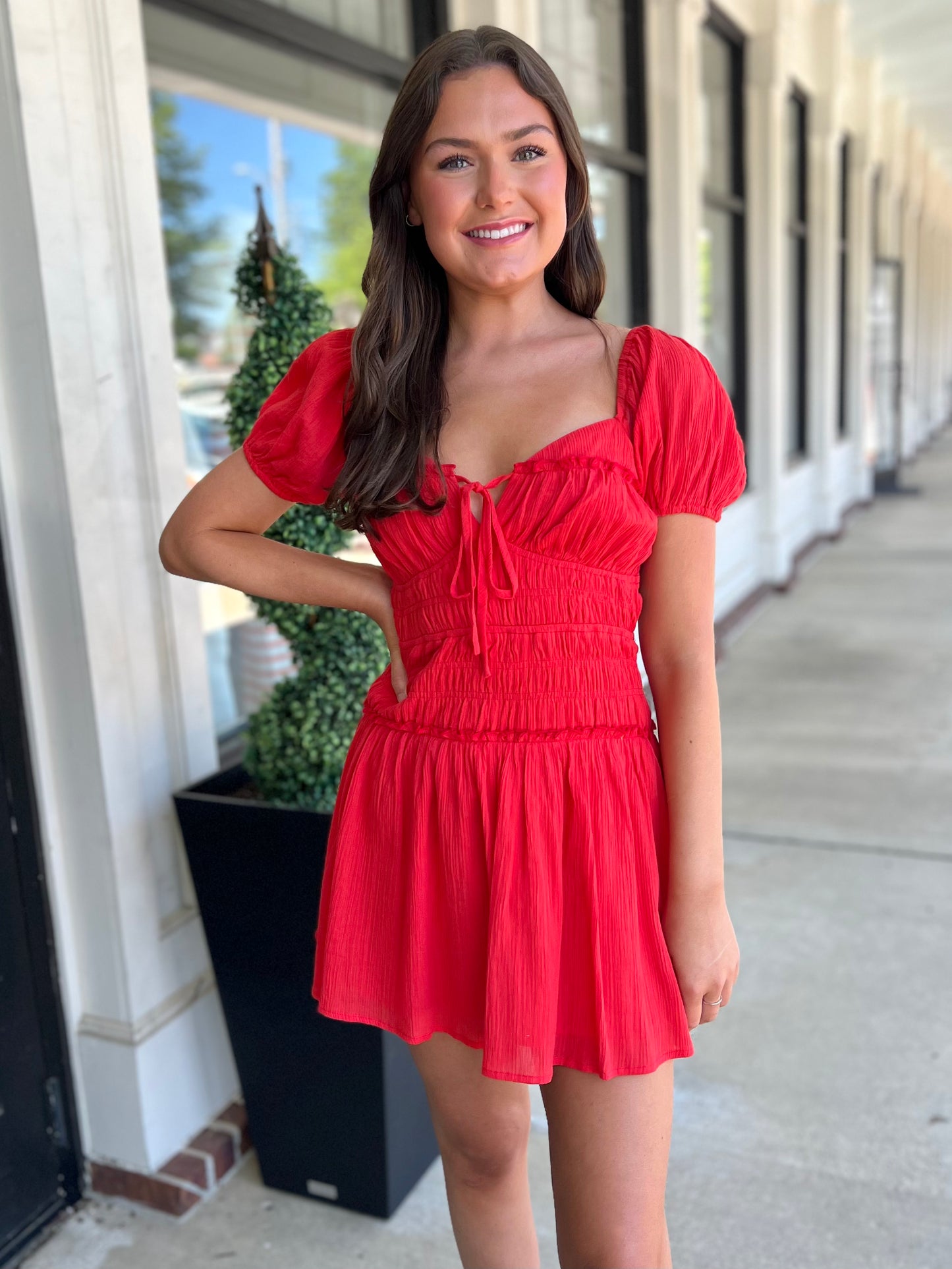 Red Tie Back Mini Dress