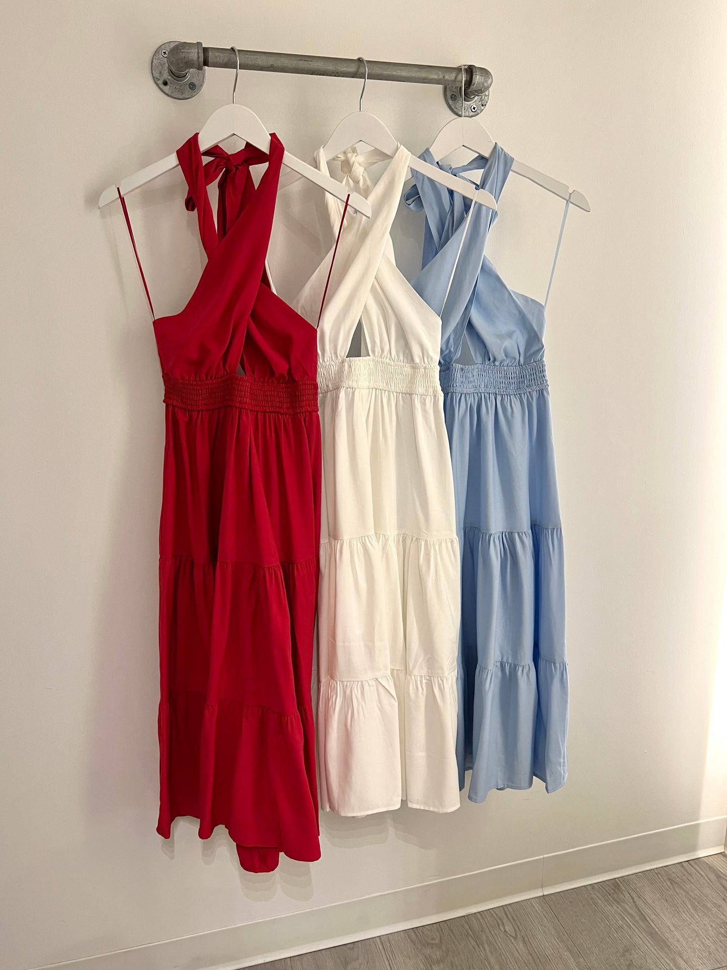 Halter Neck Midi Dress (3 colors)