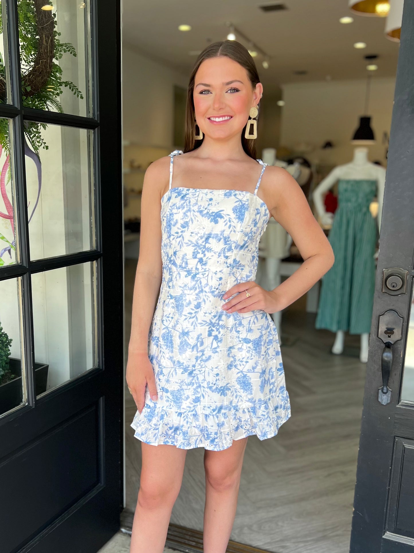 Blue Ruffle Mini Dress