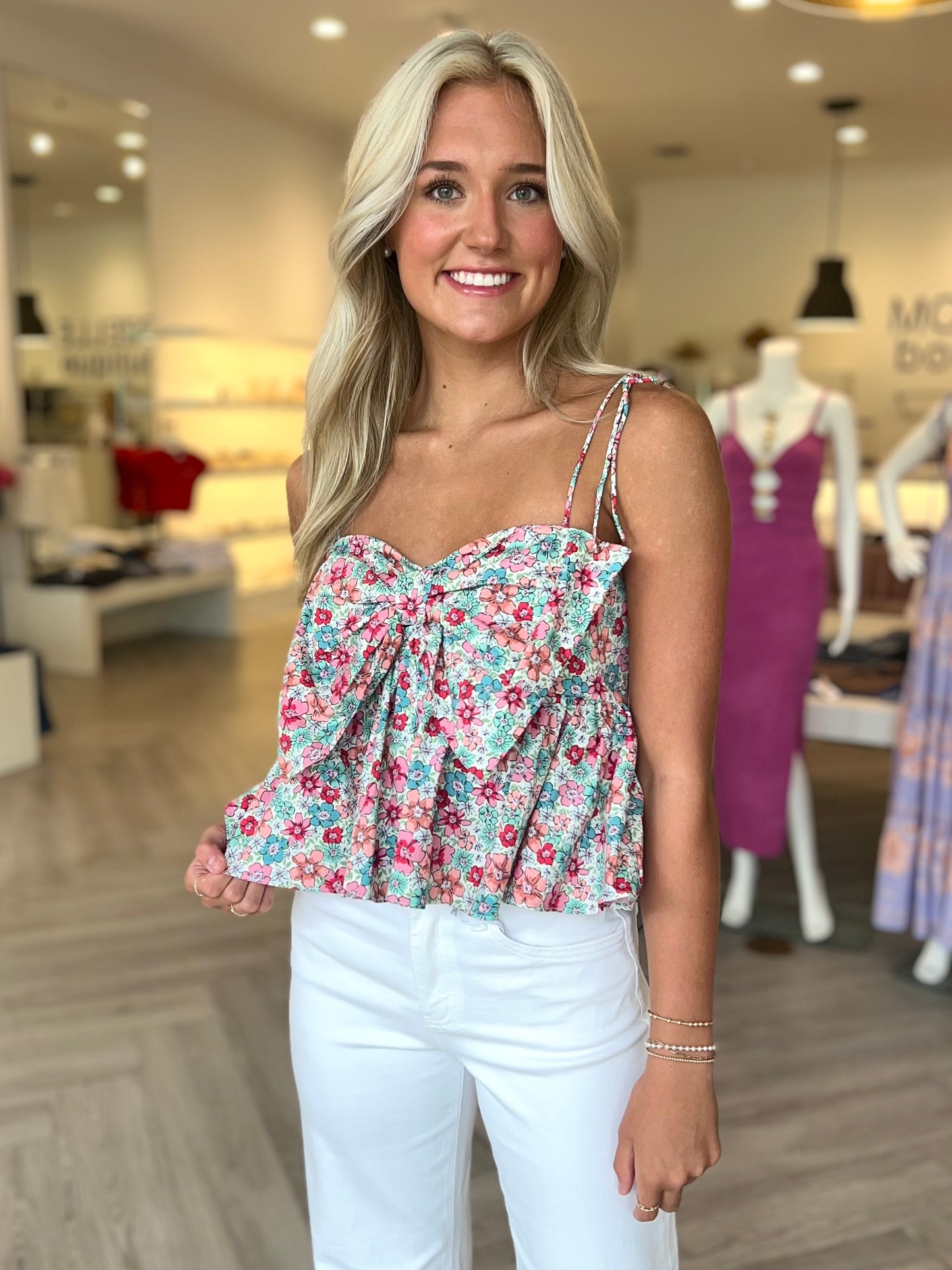 Multi Floral Bow Front  Top