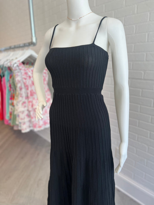 Black Ribbed Maxi Dress