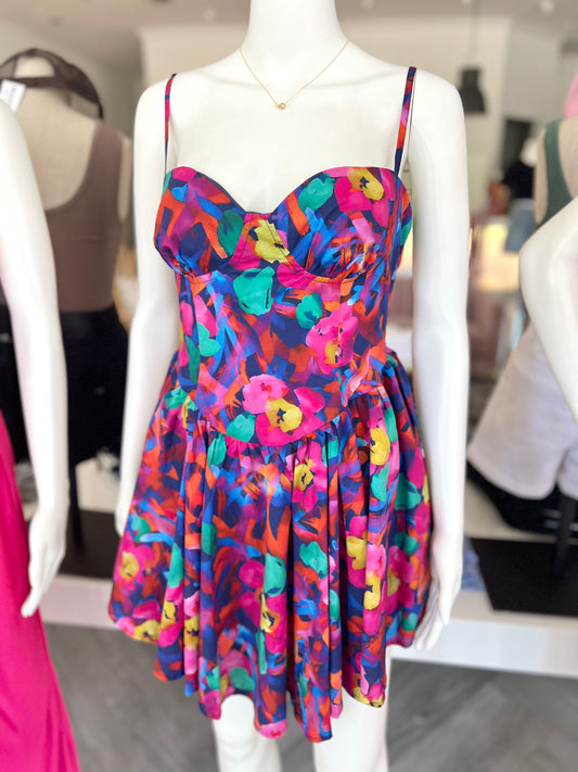 Multi Blossom Mini Dress