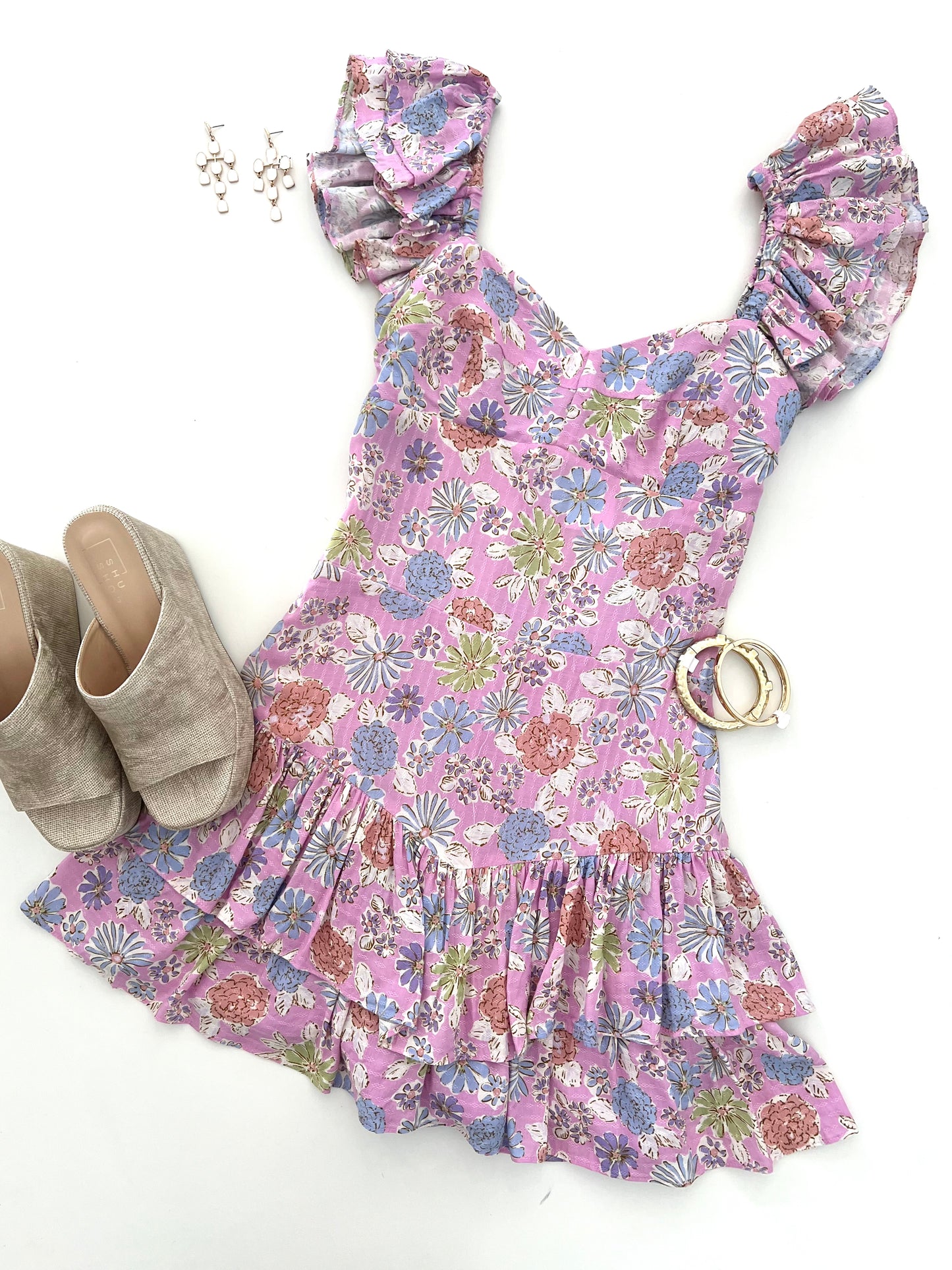 Kathie Pink Floral Mini Dress